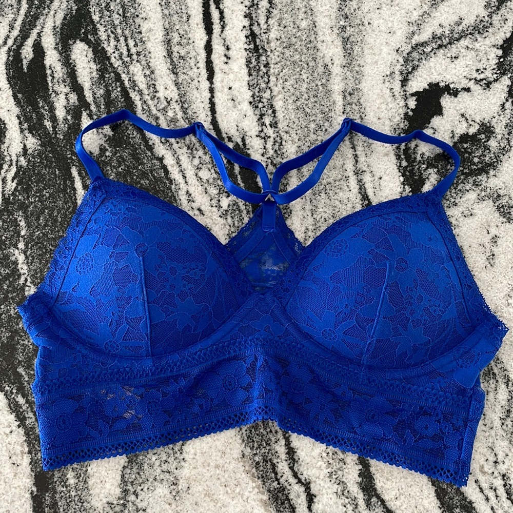 Victoria Secret Royal Blue Lace Bralette Size Medium New
